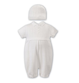 SARAH LOUISE IVORY KNIT ROMPER AND HAT