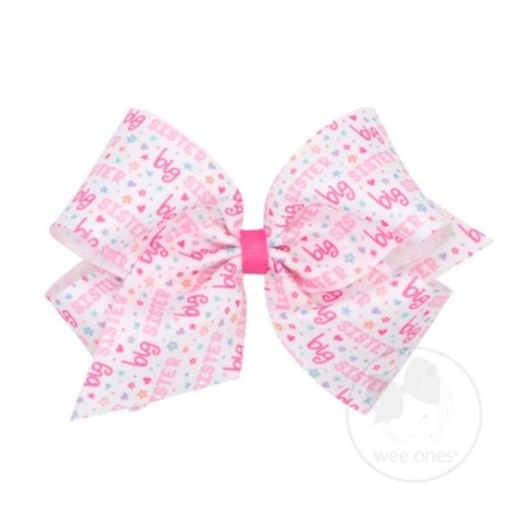 WEE ONES KING BIG SISTER GG PRINT BOW