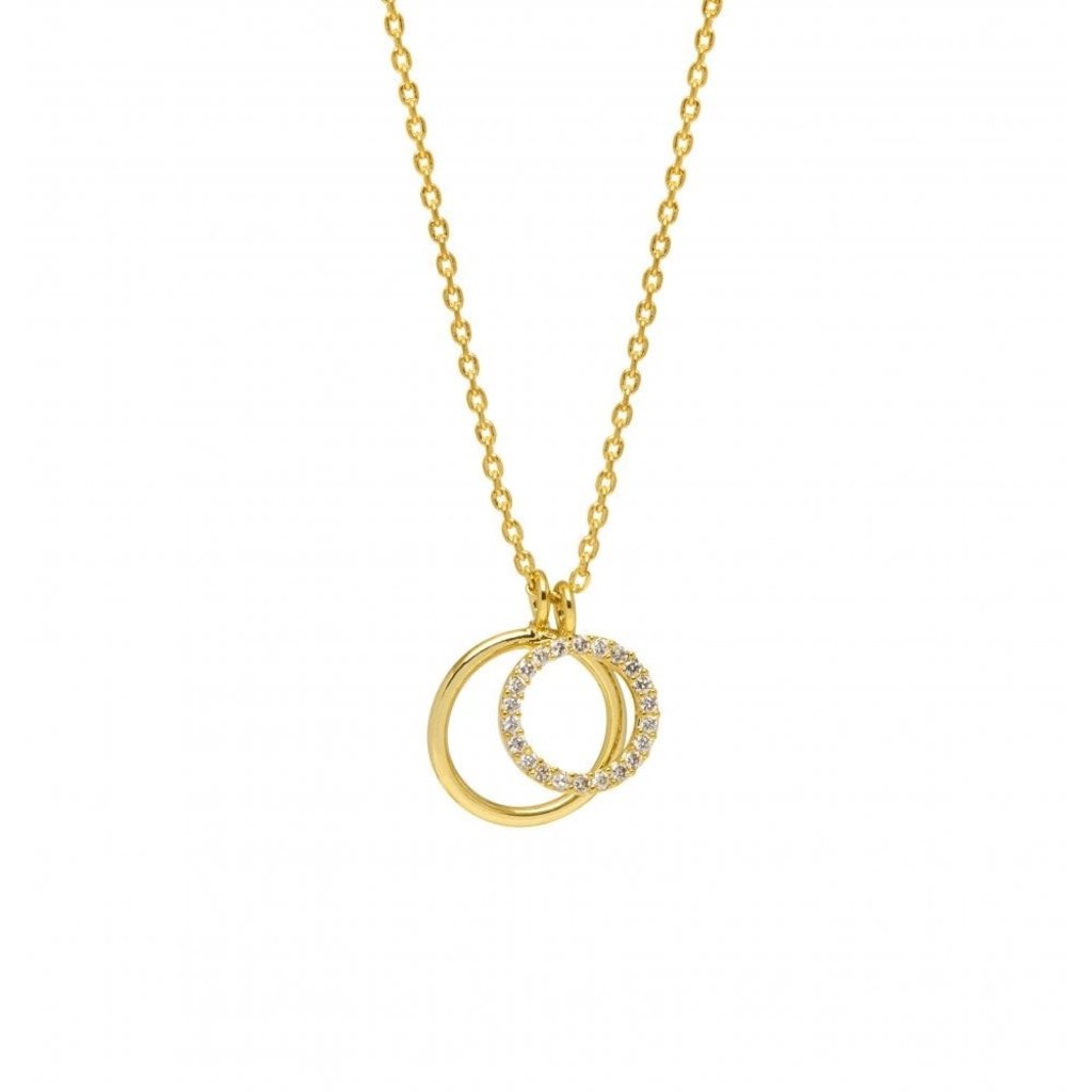 ESTELLA BARTLETT DOUBLE CIRCLE CHARM NECKLACE - GOLD PLATED
