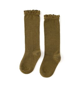 LITTLE STOCKING CO. OLIVE LACE TOP KNEE HIGH SOCKS