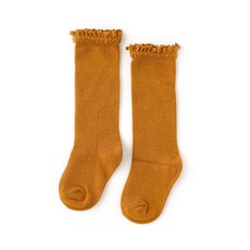 LITTLE STOCKING CO. MUSTARD LACE TOP KNEE HIGH SOCKS