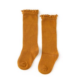 LITTLE STOCKING CO. MUSTARD LACE TOP KNEE HIGH SOCKS