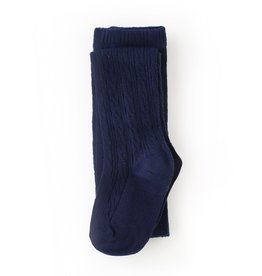 LITTLE STOCKING CO. NAVY CABLE KNIT TIGHTS