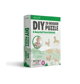 DIY 3D WOODEN PUZZLE 6CT - FARM ANIMALS