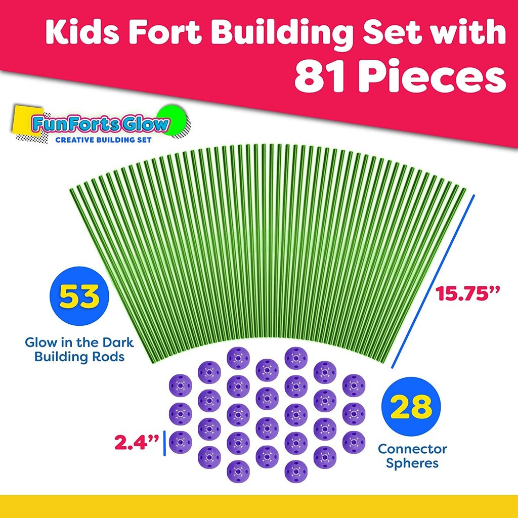 FUN FORTS TENTS FOR KIDS - 81 Pk STEM Toys (GLOW IN THE DARK)