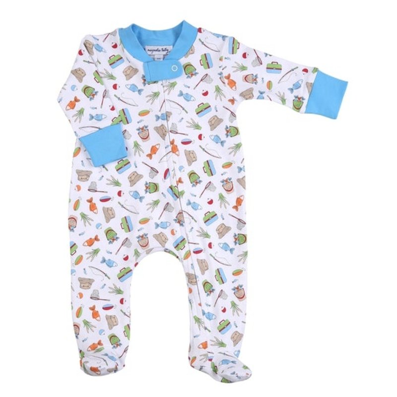 MAGNOLIA BABY WHAT A CATCH! PRINTED ZIPPED FOOTIE - NV