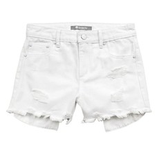 TRACTOR JEANS DISTRESSED FRAY HEM SHORT - WHITE