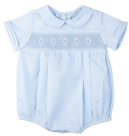 FELTMAN BROTHERS SMOCKED EMB DIAMOND CREEPER - BLUE