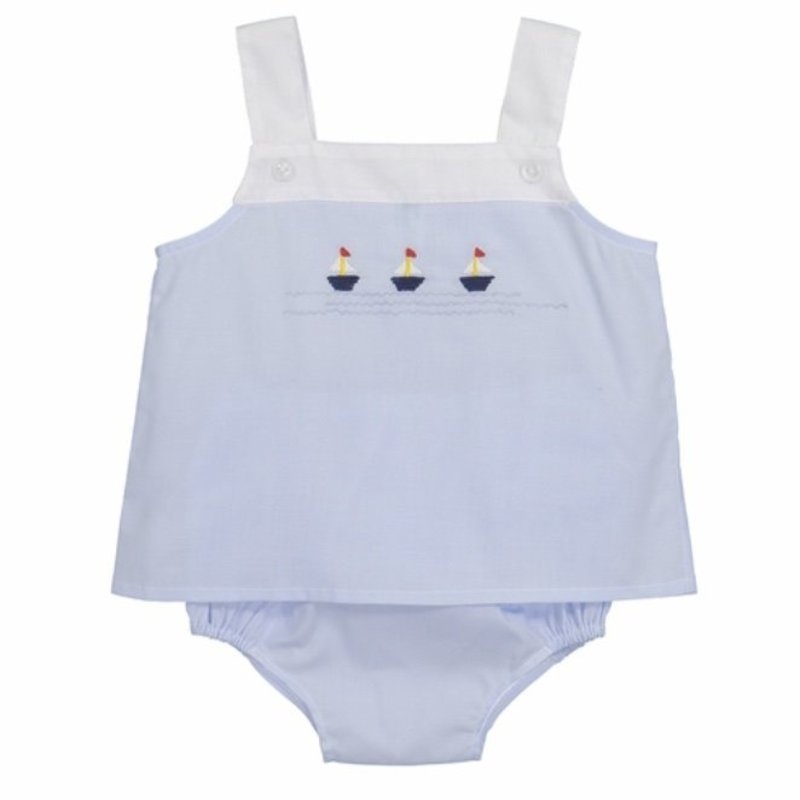 FELTMAN BROTHERS SAILBOAT BUTTONED DIAPER SET - BLUE/WHITE