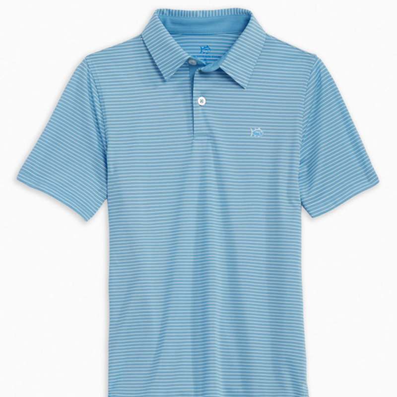 SOUTHERN TIDE Y SS DRIVER AVAST STRIPE PERF POLO - OCEAN CHANNEL