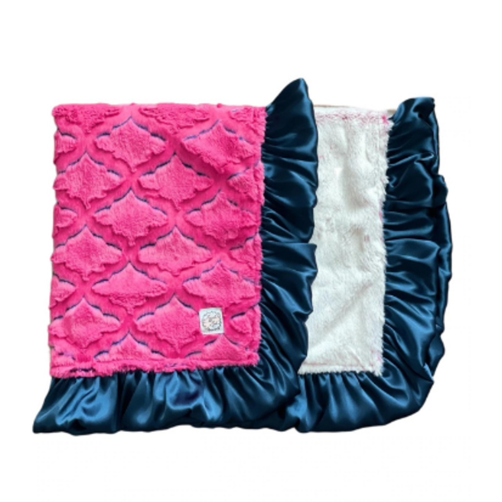 RAZZLE BABY DOUBLE PLUSH BABY BLANKET - FROSTED LATTICE PUNCH