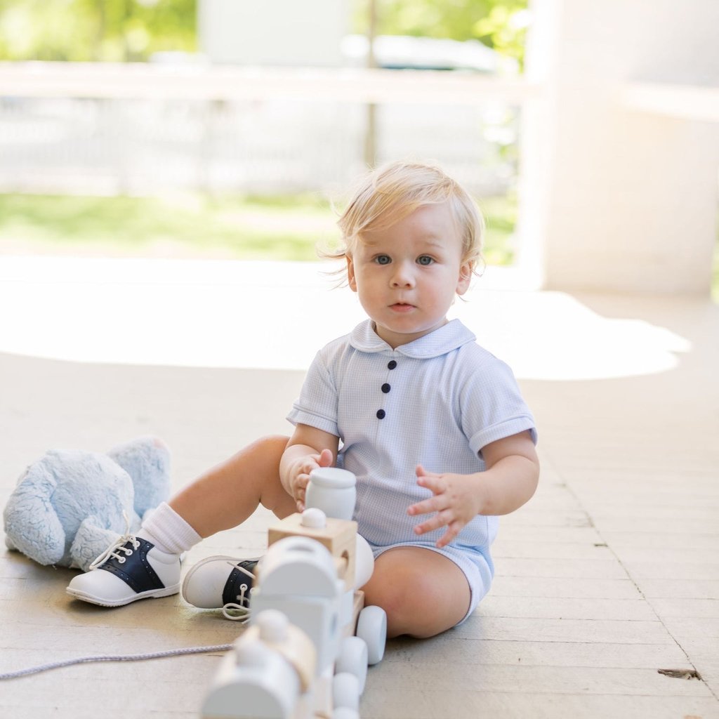 LULLABY SET SIMS SHORTALL - BLUE MINI GINGHAM