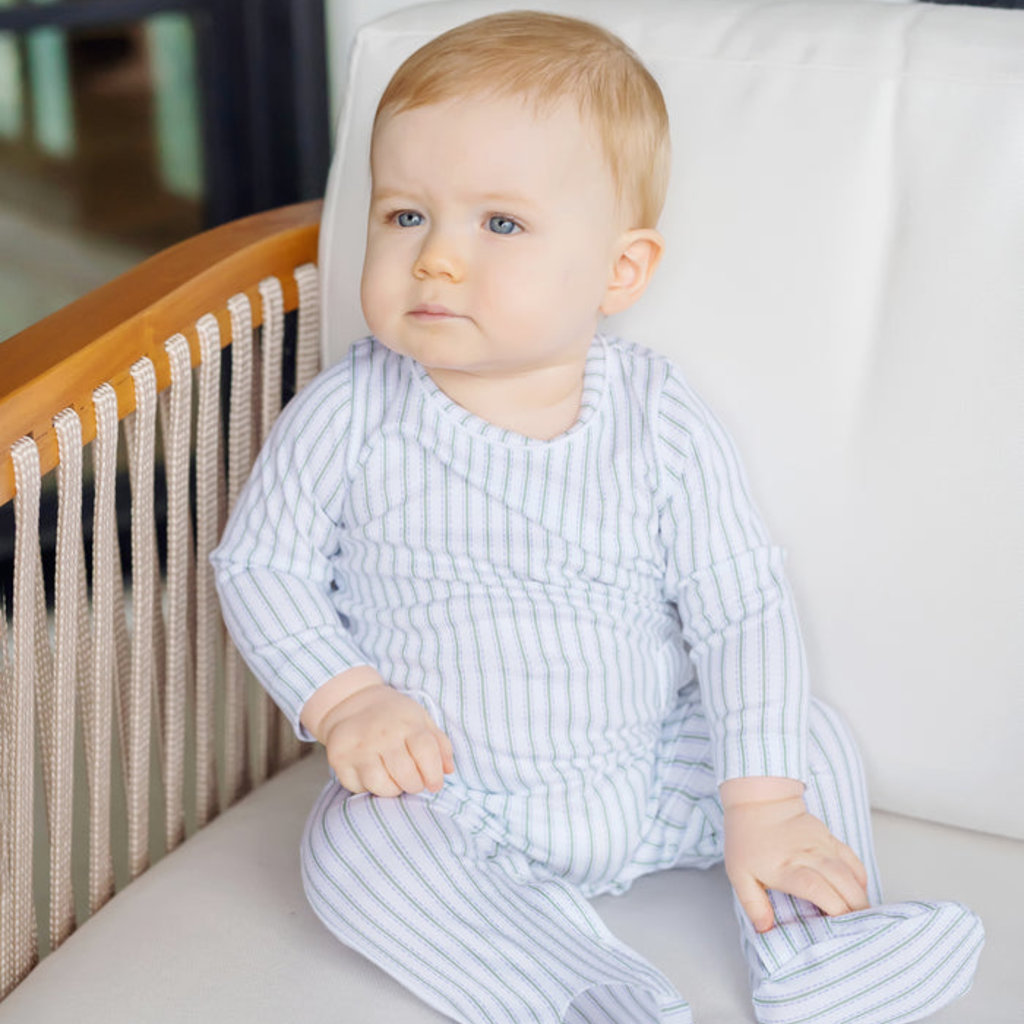 Lila + Hayes PRESTON BOYS' PIMA COTTON ROMPER - SPRINGTIME STRIPE