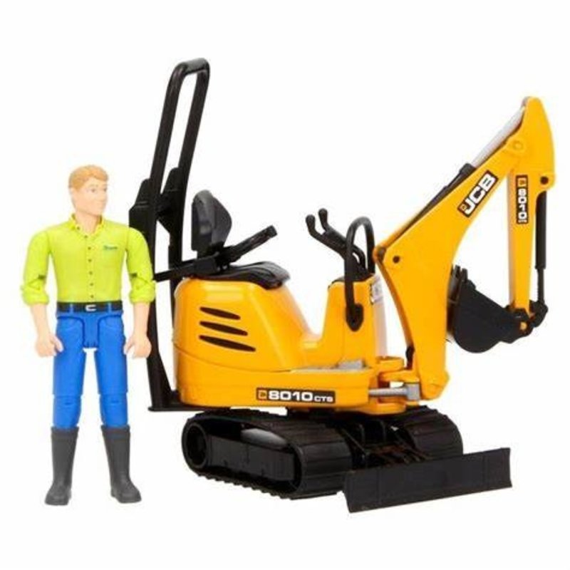 BRUDER JCB MICRO EXCAVATOR 8010 CTS AND CONSTRUCTION WORKER