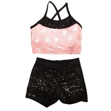 PINK BOW TOP & SEQUIN SHORT