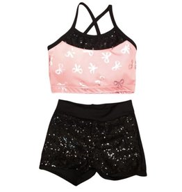 PINK BOW TOP & SEQUIN SHORT