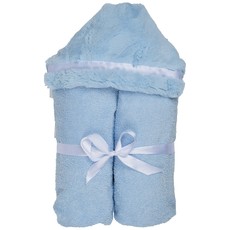 LITTLE SCOOPS BLUE FURRY HOODED BABY TOWEL