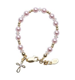 CHERISHED MOMENTS LAUREN GLD PLTD STRLNG SLVR BRACELET W CROSS