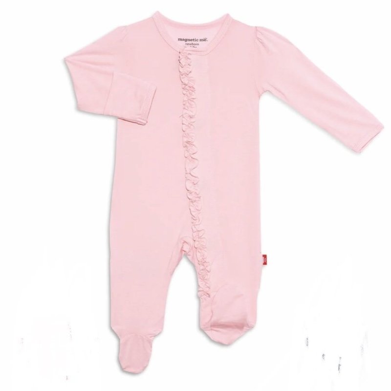 MODAL MAGNETIC RUFFLE FOOTIE - PINK DOGWOOD