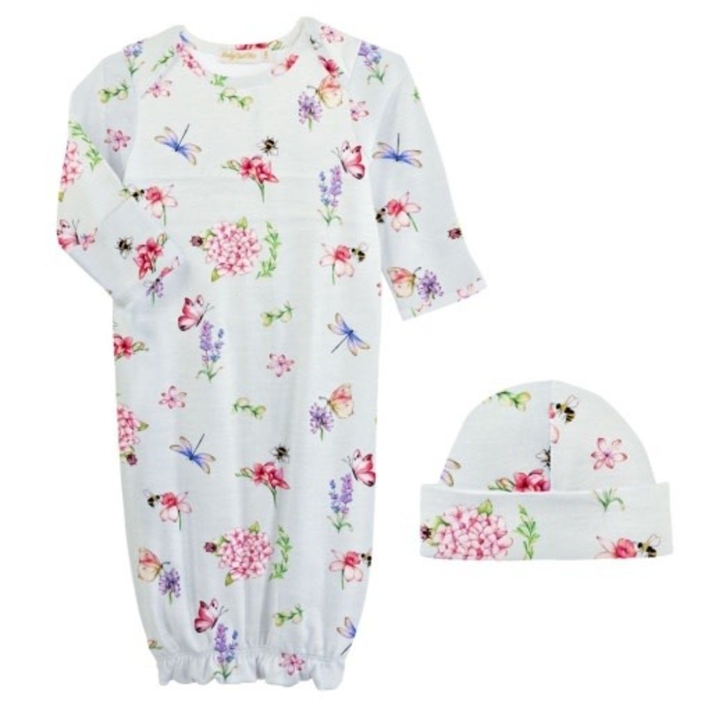 BABY CLUB CHIC botanical ii gown and hat set