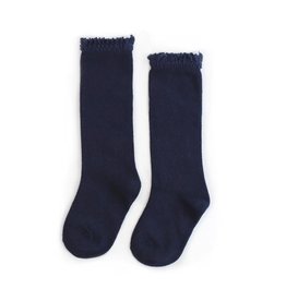 LITTLE STOCKING CO. NAVY LACE TOP KNEE HIGH SOCKS