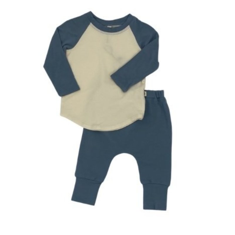 BABYSPROUTS BASEBALL TEE AND HAREMS - SLATE BLUE