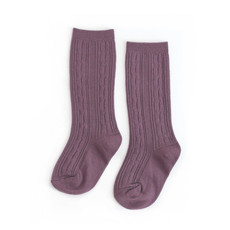 LITTLE STOCKING CO. DUSTY PLUM CABLE KNIT KNEE HIGH SOCKS