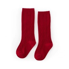 LITTLE STOCKING CO. TRUE RED CABLE KNIT KNEE HIGH SOCKS