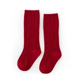 LITTLE STOCKING CO. TRUE RED CABLE KNIT KNEE HIGH SOCKS