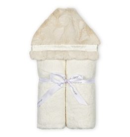 LITTLE SCOOPS CREAM FURRY HOODED BABY TOWEL