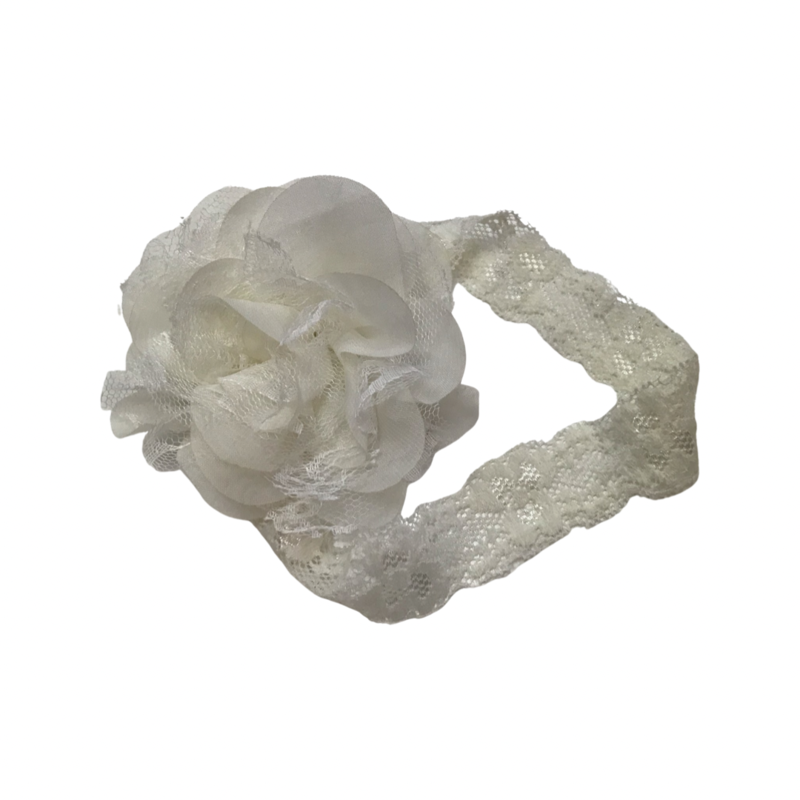 MILA & ROSE MATCHING FLOWER HEADBAND - LACE OFF WHITE