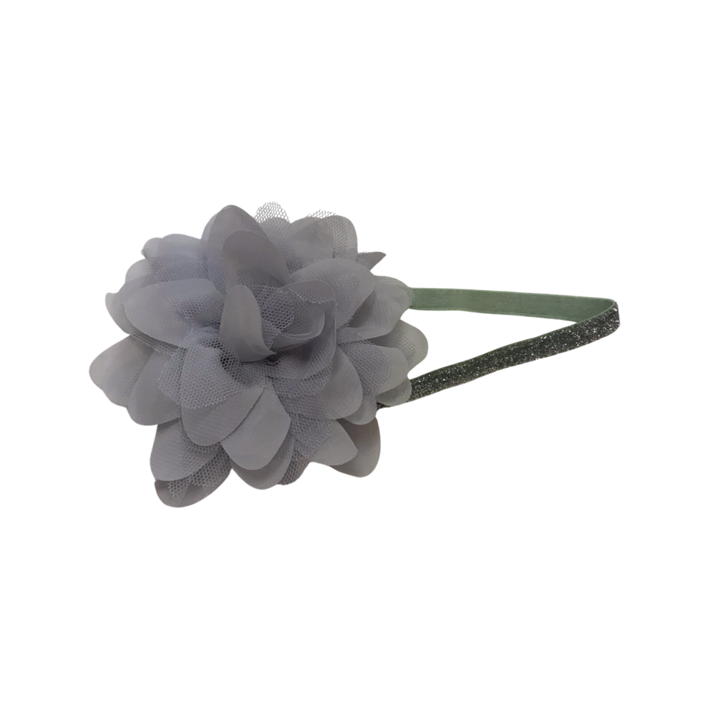 MILA & ROSE MATCHING FLOWER HEADBAND - GRAY/SILVER GLITTER