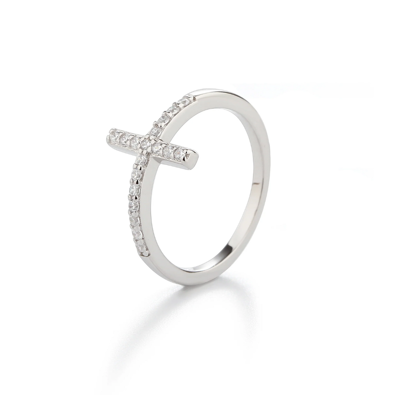 CHERISHED MOMENTS TWEEN SS CROSS RING W/ CZS