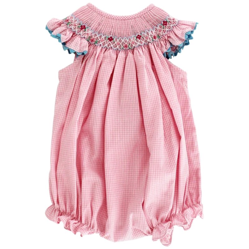 Bailey Boys White with Pink Rose Vine Bishop Short Romper main image 1