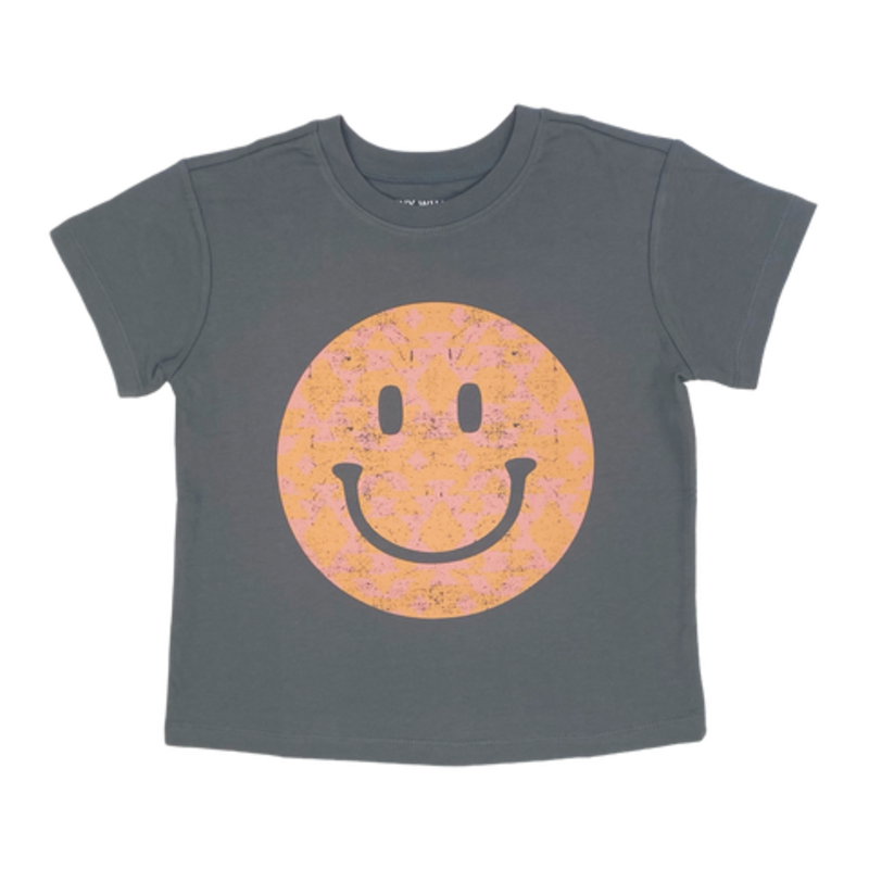 TINY WHALES INC HAPPY CAMPER GIRLS BOXY TEE - FADED BLACK