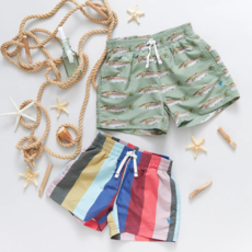 BLUE ROOSTER BOYS SWIM TRUNK - OLIVE RAINBOW TROUT