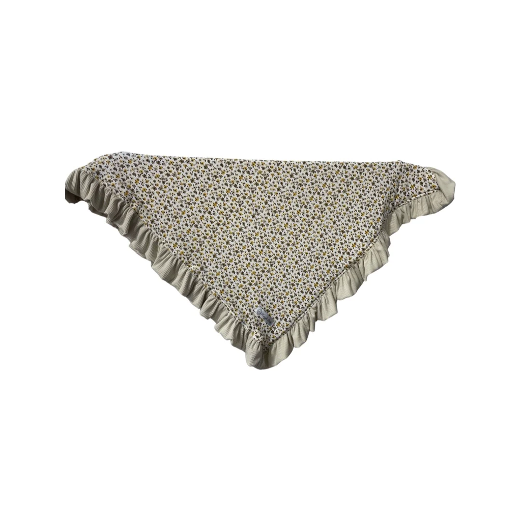 RAZZLE BABY DOUBLE KNIT RECEIVING BLANKET - FLOWERS, TAUPE