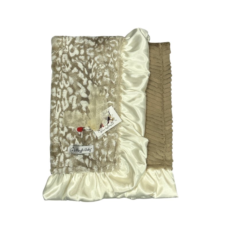 RAZZLE BABY DOUBLE PLUSH BABY BLANKET - NEUTRAL LEOPARD