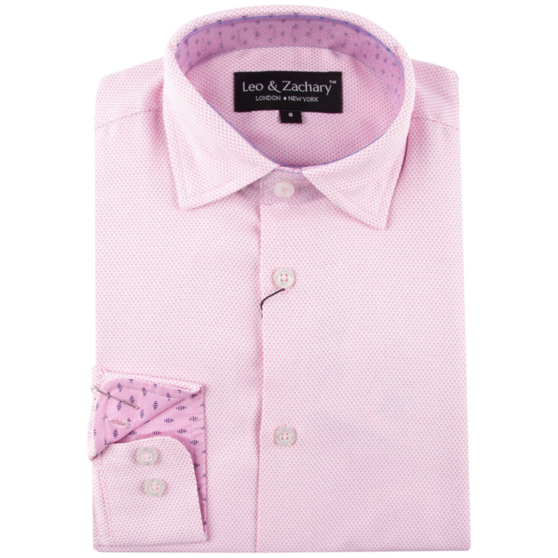LEO AND ZACHARY INC. Pink Reverse Stitch LS Dress Shirt