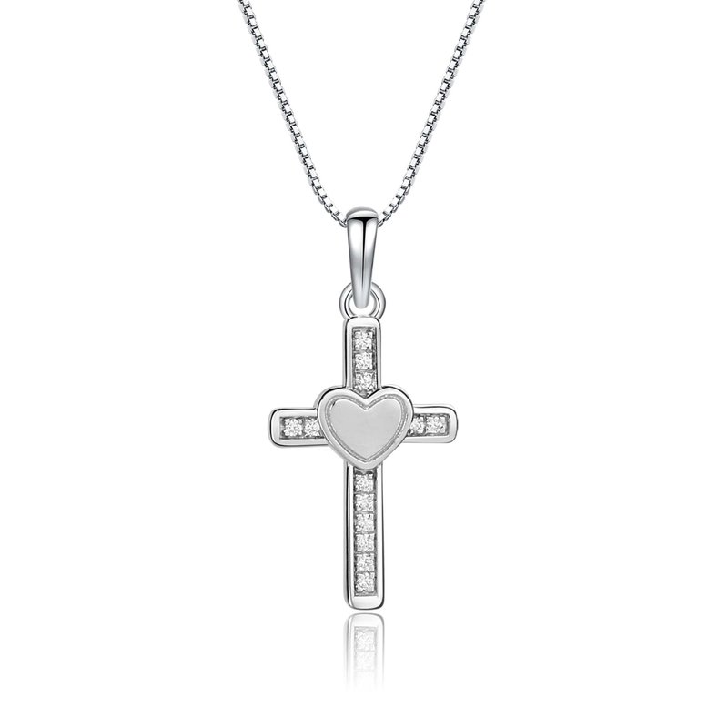 CHERISHED MOMENTS SS Cross Heart Necklace for Communion
