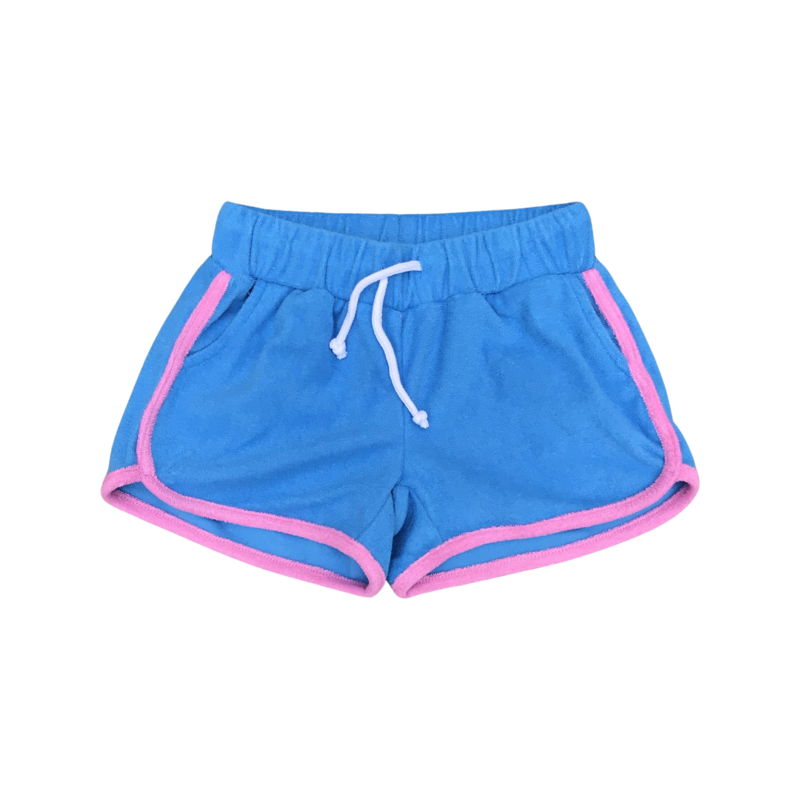 HONESTY TERRY CHEER SHORTS - TURQ/PINK