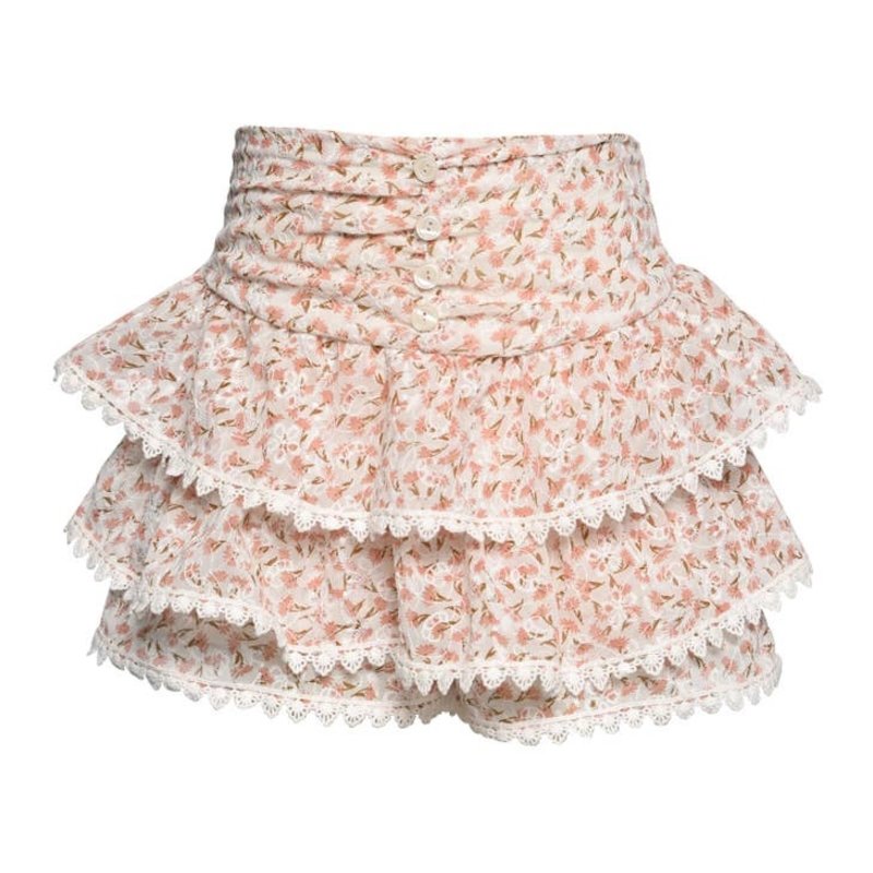 Hannah Banana Tiered Skort w/Lace Trim & Front Buttons