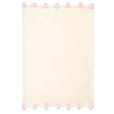 ELEGANT BABY PINK POM TRIM STROLLER BLANKET