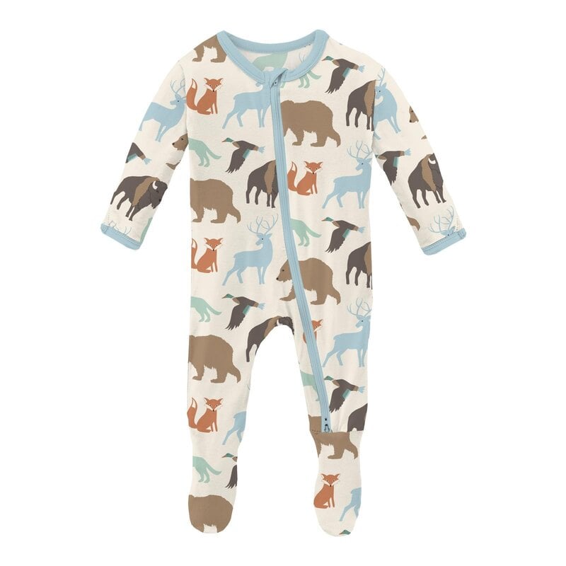 KICKEE PANTS Print Footie w Zipper - National Wildlife Federation