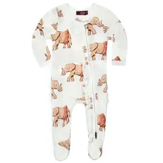 MILKBARN BAMBOO RUFFLE ZIPPER FOOTED ROMPER - TUTU ELEPHANT