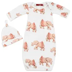 MILKBARN BAMBOO NB GOWN & HAT SET - TUTU ELEPHANT