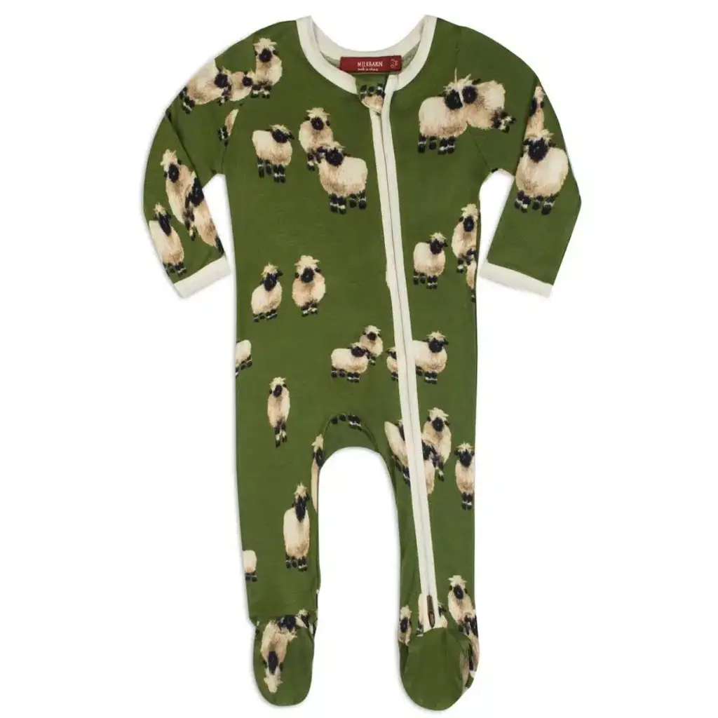 MILKBARN BAMBOO ZIPPER FOOTED ROMPER - VALAIS SHEEP