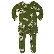 MILKBARN BAMBOO RUFFLE ZIPPER FOOTED ROMPER - VALAIS SHEEP