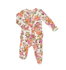 ANGEL DEAR 2 WAY RUFFLE ZIPPER FOOTIE - WILD ROSE FLORAL