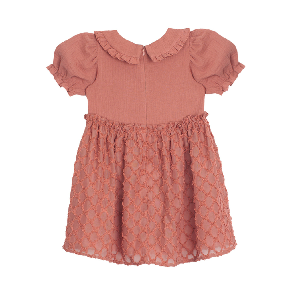 CLARABELLE GAUZE NATURAL WAIST DRESS - PINK